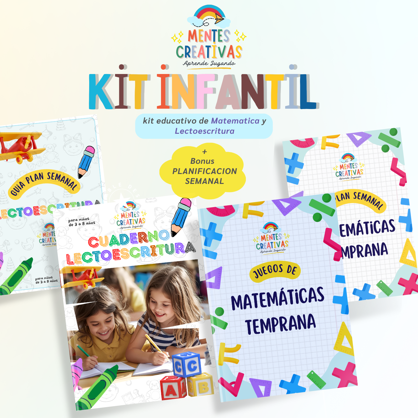 Kit Educativo de Matematica y Lectoescritura 3-8 años